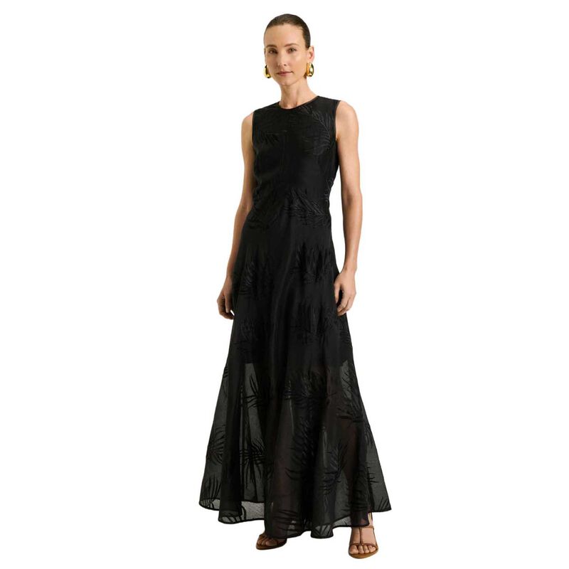 Veronika Maine Palm Embroidery Empire Line Dress image number 0